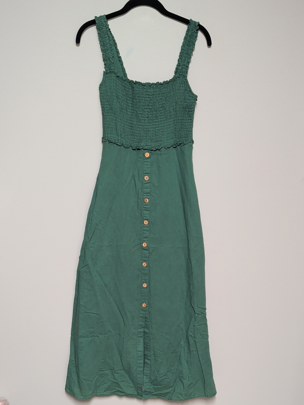 Zara Green Button-Front Maxi Dress
